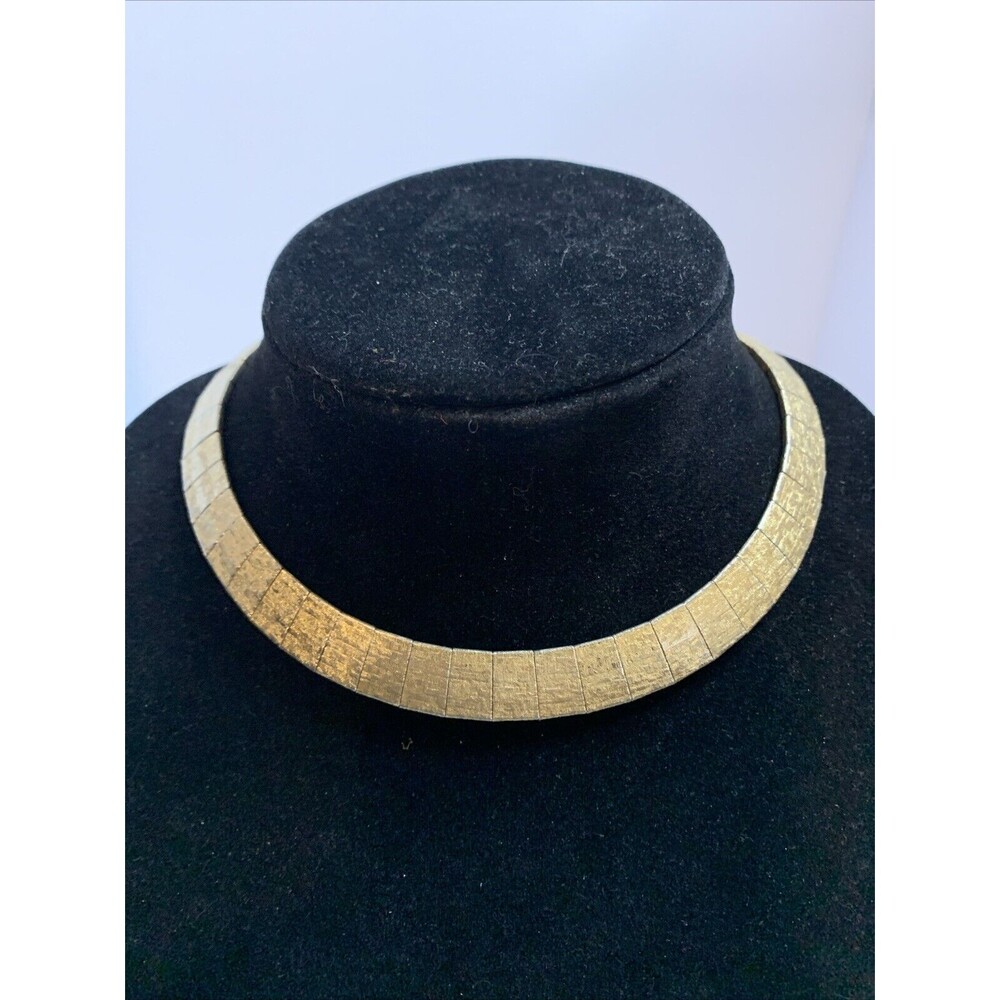 Gold Tone Flat Cleopatra Style Necklace